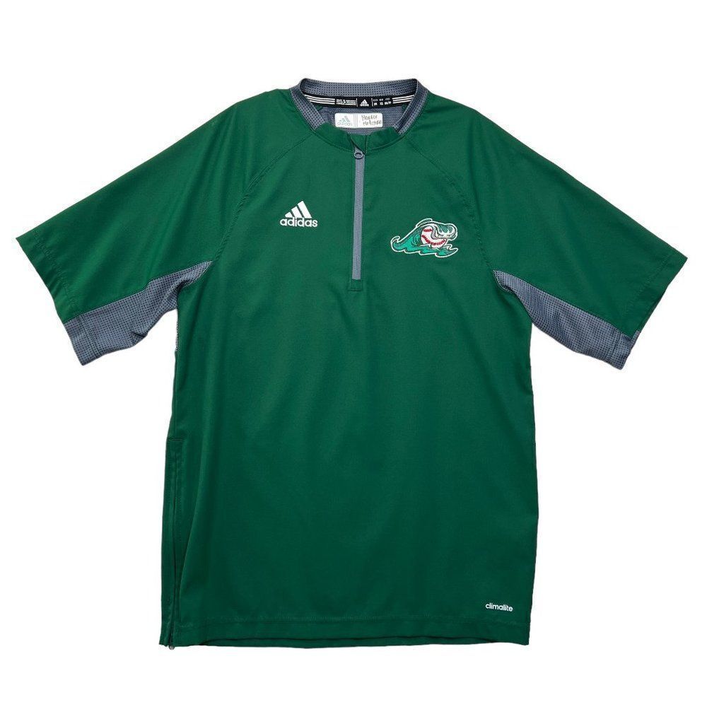 Adidas Shirt Top Men's XS Green Tulane University Baseball 1/4 Zip Windbreaker